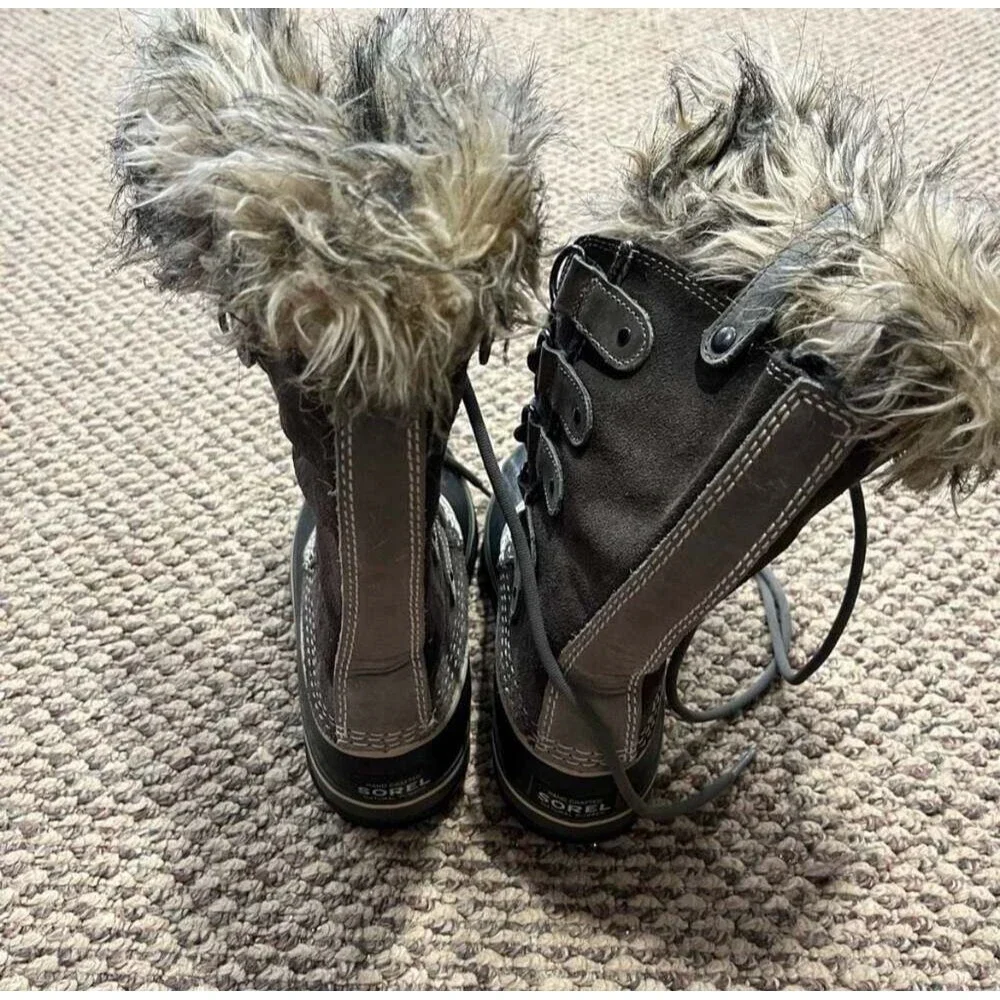 Sorel Joan of Arctic Waterproof Insulated Winter Snow Boots Size 5 Gray Leather